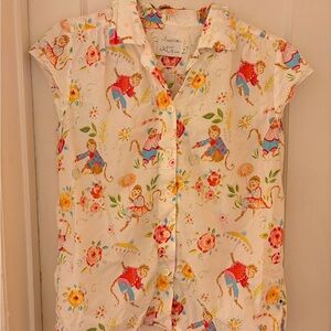 The Cat’s Pajamas Floral Monkey Short Sleeve Top